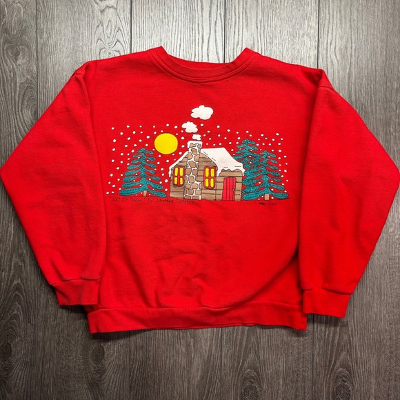 American Vintage Other - Vintage Let It Snow Red Cabin Small Graphic Crewneck Sweatshirt Limited Edition